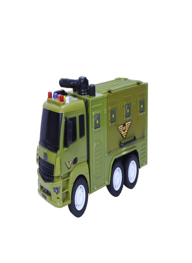 HS ENTERPRISE Military Vehicle Army Toys Truck Carrier Vehicle Push & Go Lorry Model With Lights And Sounds For Kids Toddlers Boys, Green - Image 4